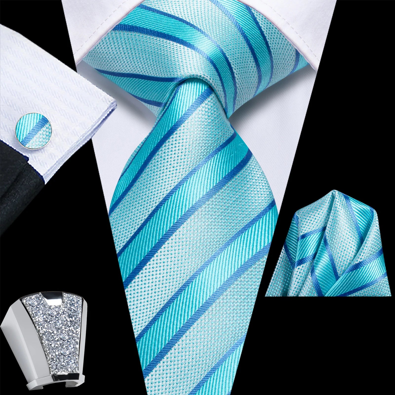 Gravata Masculina de Poliéster com Acessórios Design Exclusivo