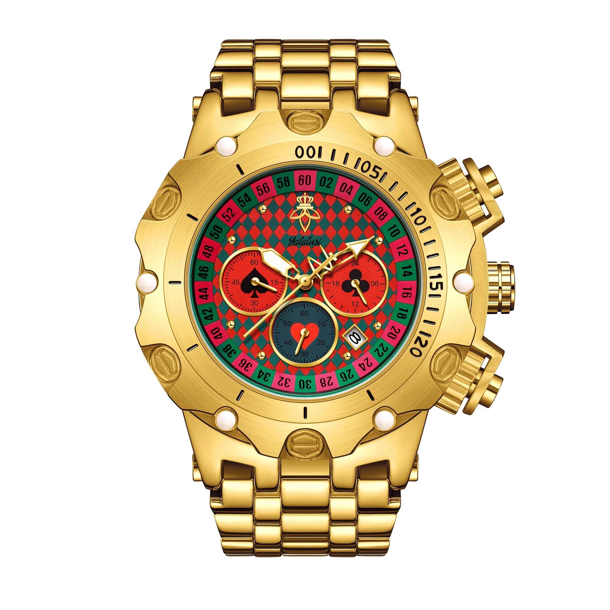 Relógio Masculino de Quartzo YaLaLuSi Golden Luxury by Loja Bruna Modas