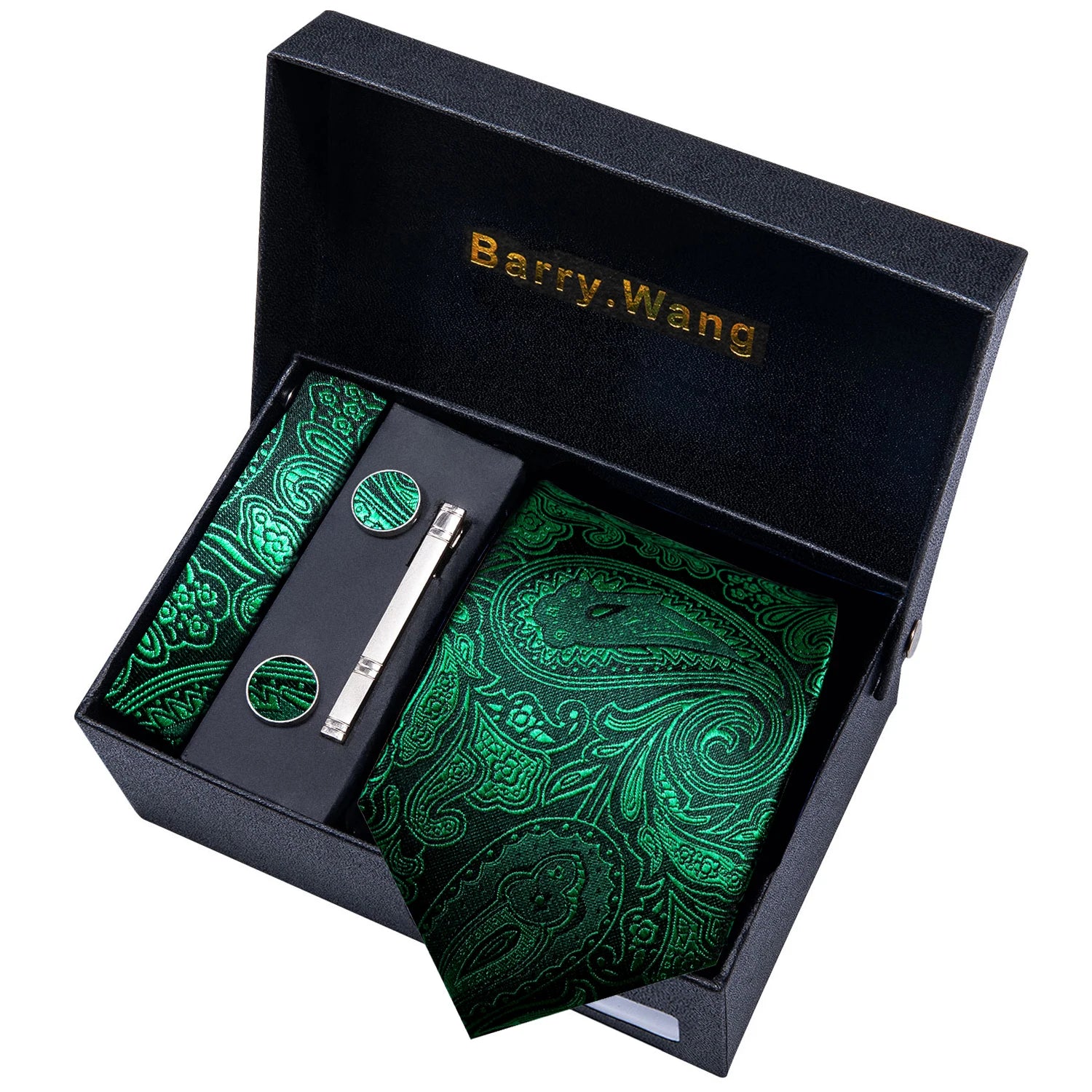 Conjunto Gravata Masculina Social Moderna com Lenço e Abotoaduras