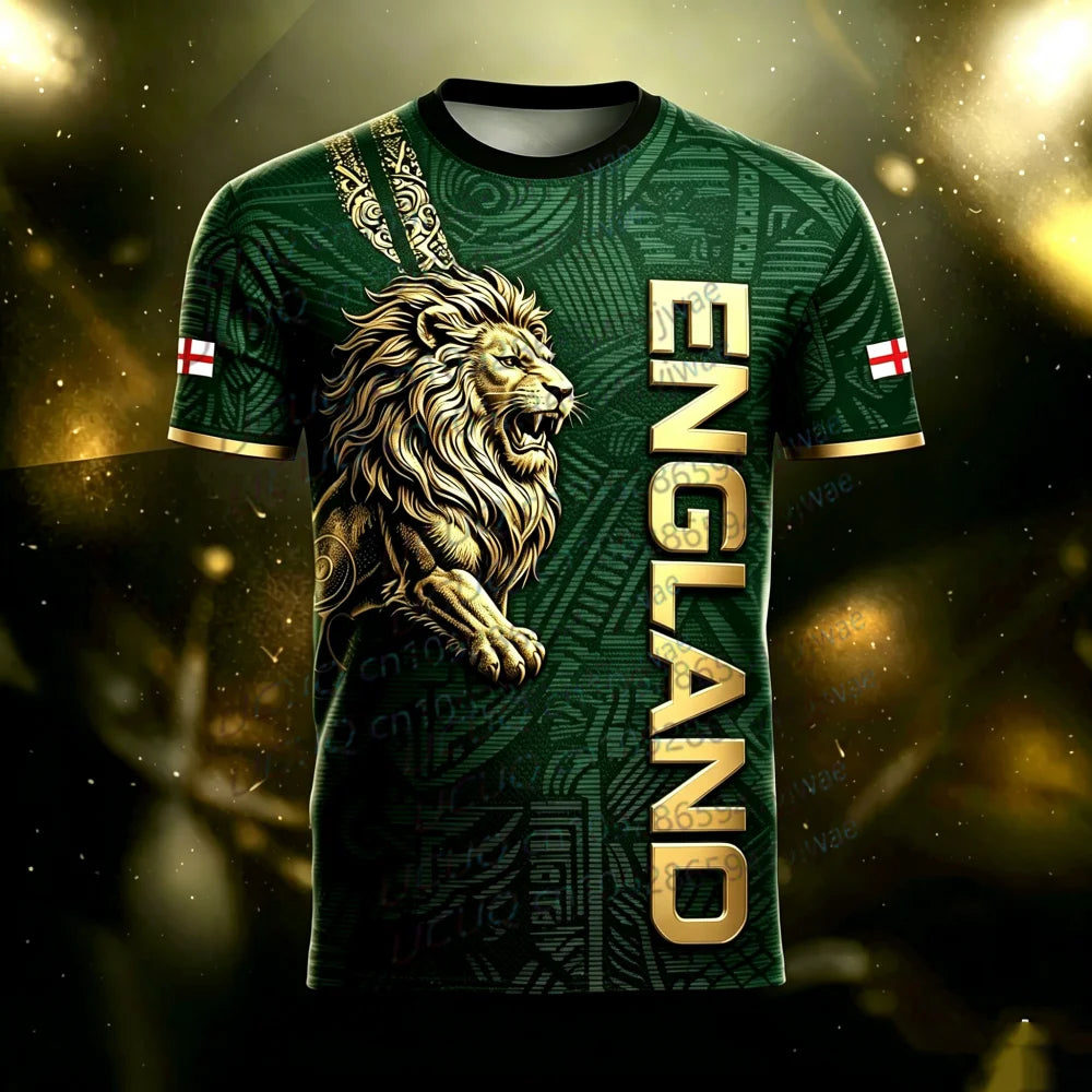 Camisa Masculina T-Shirt Estampa 3D Para Jogos da Inglaterra