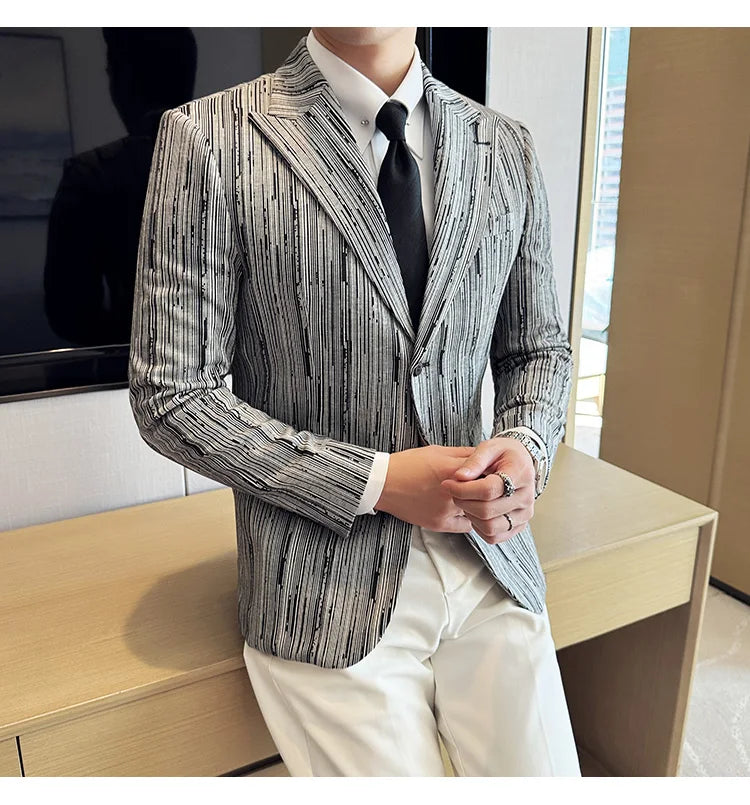 Blazer Masculino Xadrez Estilo Britânico Elegante e Moderno