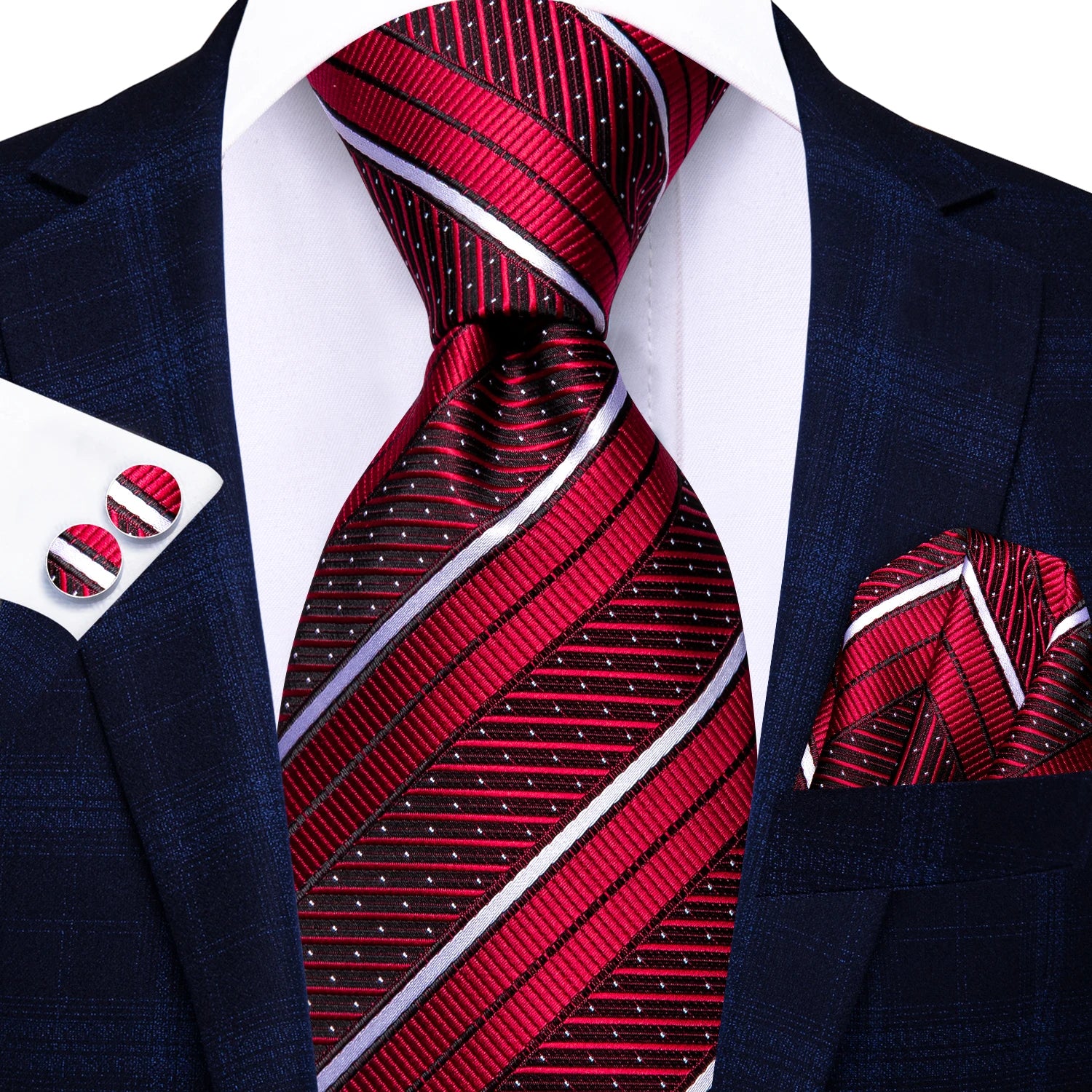 Gravata Masculina Listrada de Luxo com Acessórios
