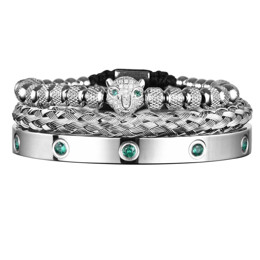 Pulseira Masculina de Luxo Cabeça de Leopardo