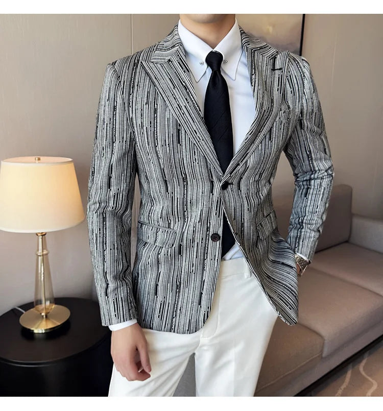 Blazer Masculino Xadrez Estilo Britânico Elegante e Moderno