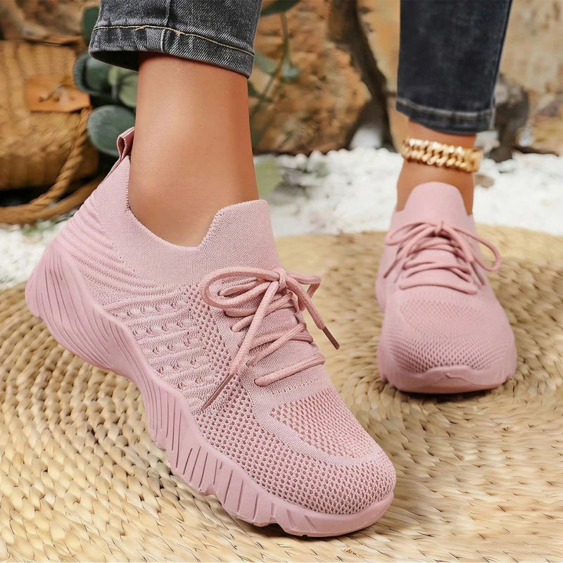 Tênis Feminino Casual Leve de Malha Respirável Antiderrapante