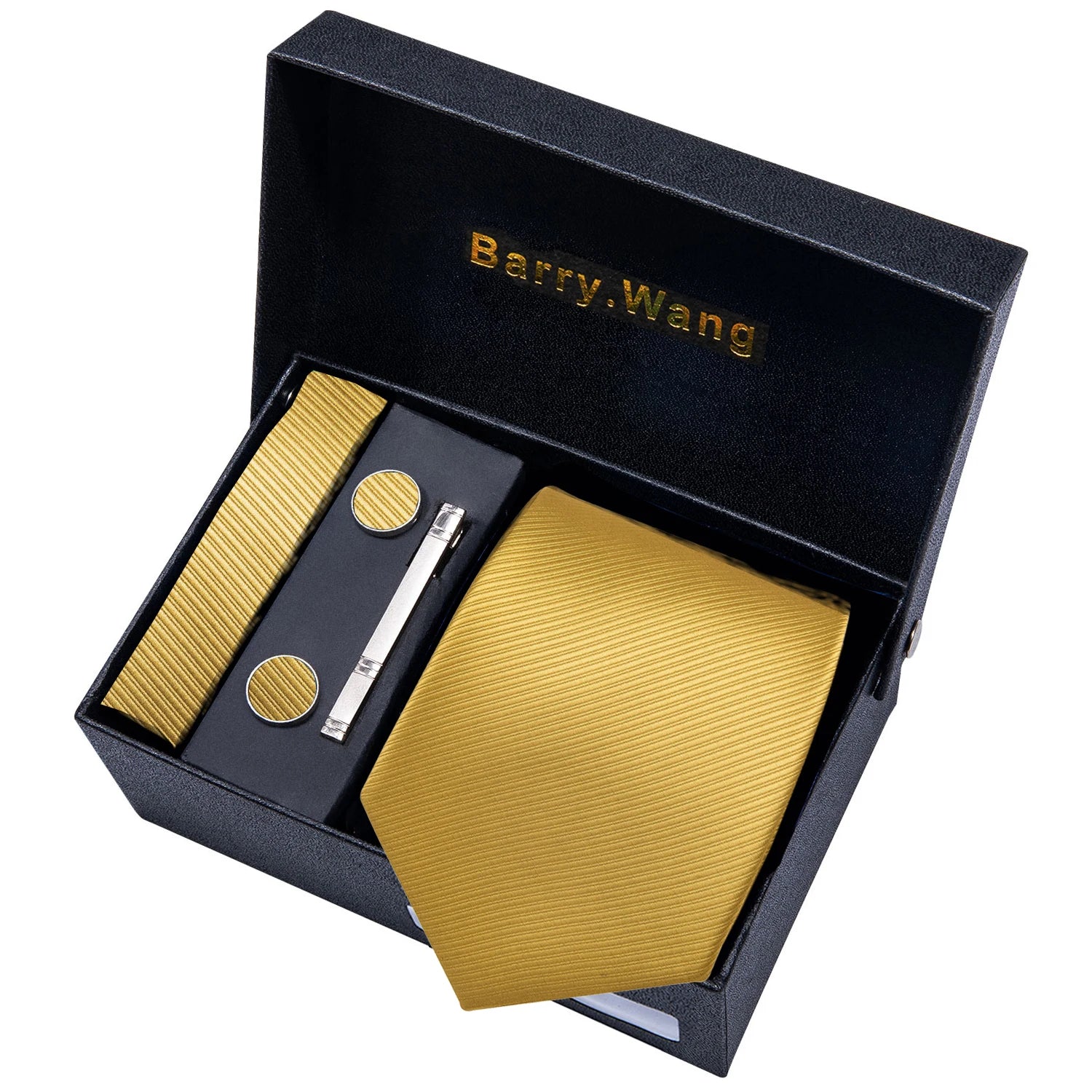 Conjunto Gravata Masculina Social Moderna com Lenço e Abotoaduras