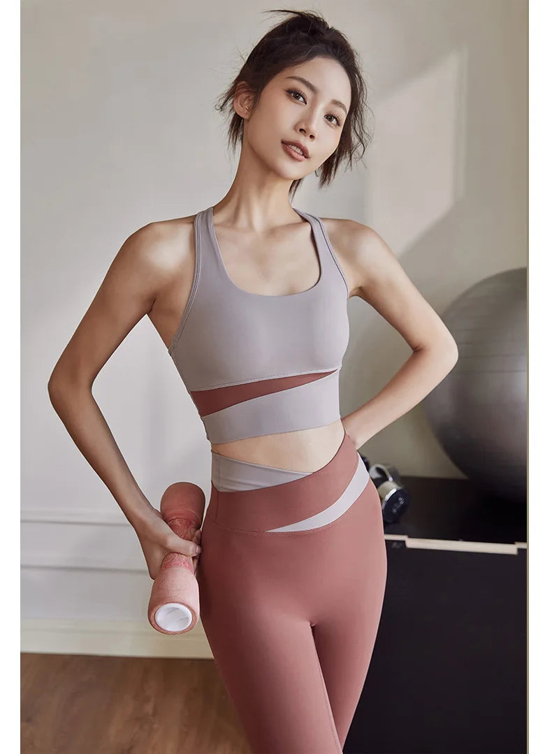 Conjunto De Yoga Feminino Calça Leggings e Top Para Fitness