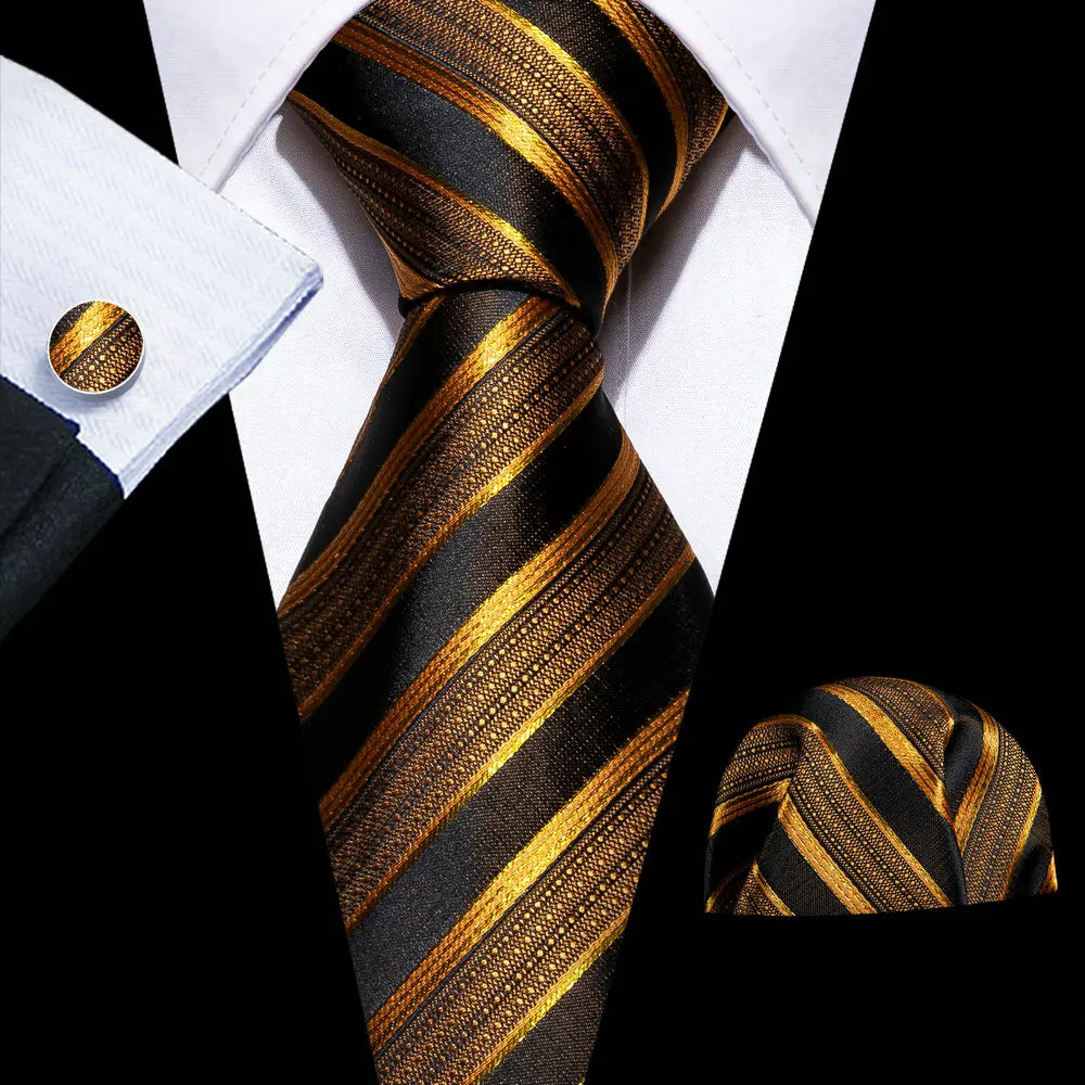 Kit Gravata Social Masculina Premium com Lenço e Abotoaduras Elegantes