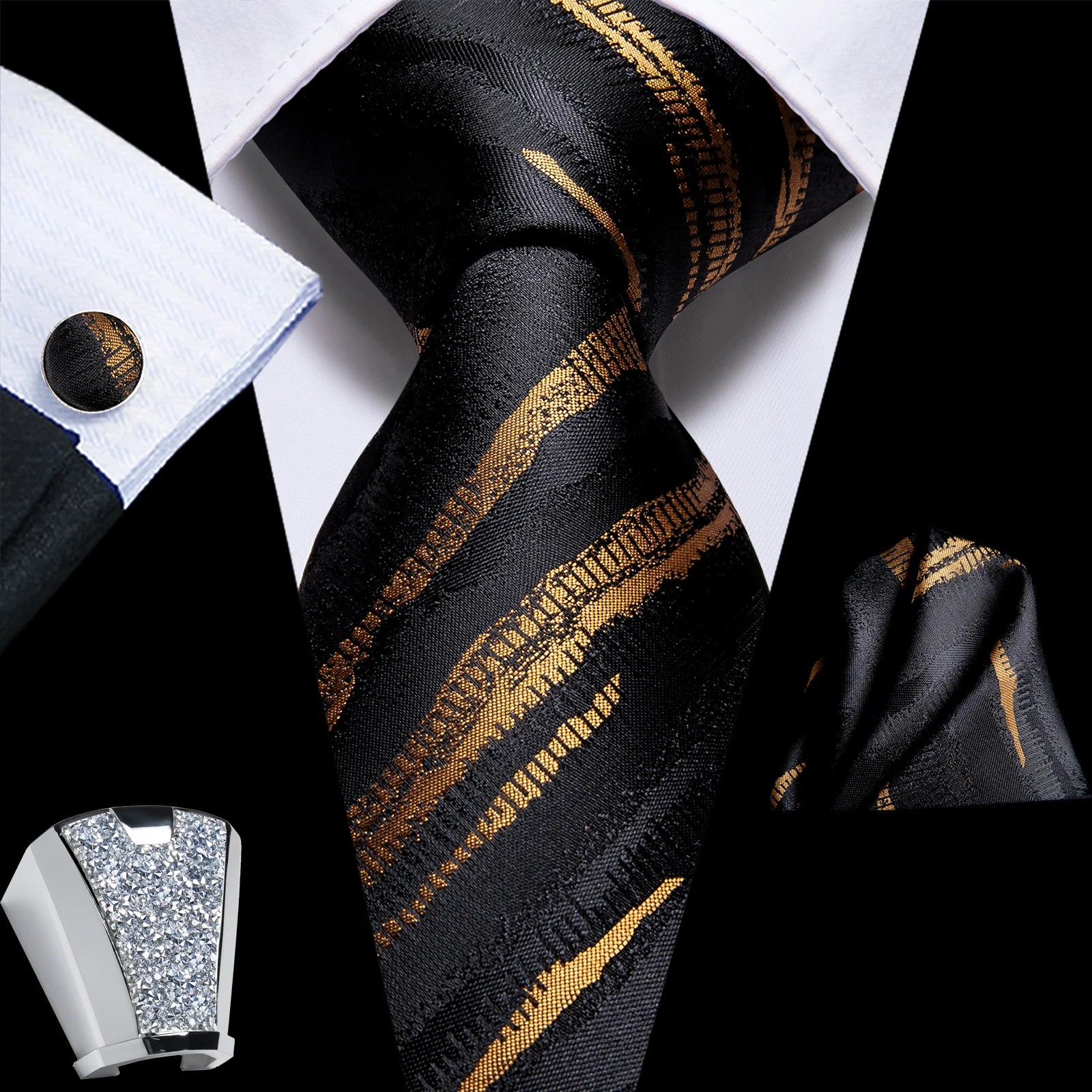Gravata Masculina de Poliéster com Acessórios Design Exclusivo