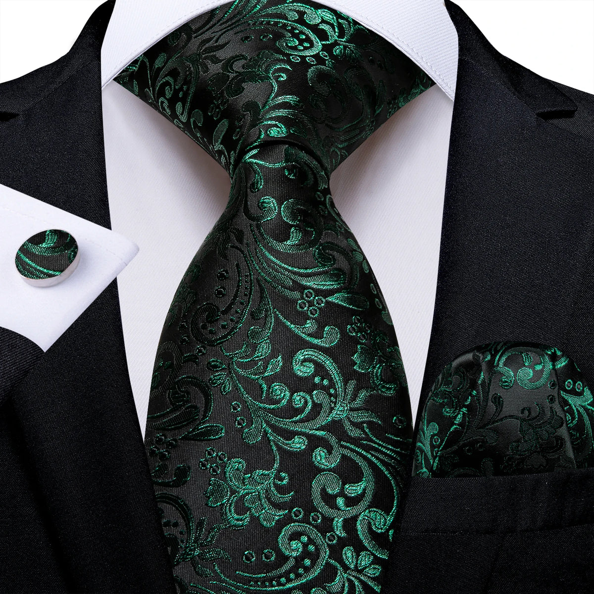 Gravata Masculina Verde de Luxo 8 cm com Acessórios