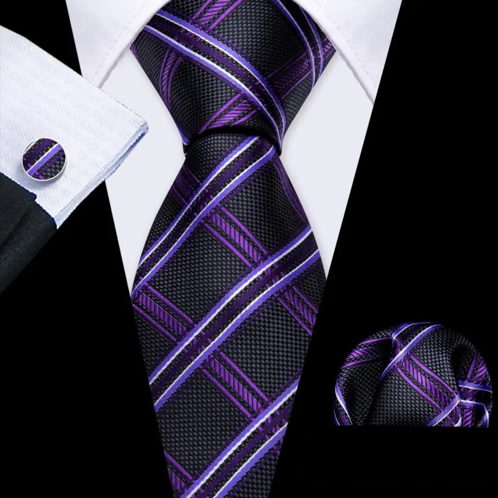 Conjunto de Gravata Masculina de Seda Roxo com Lenço