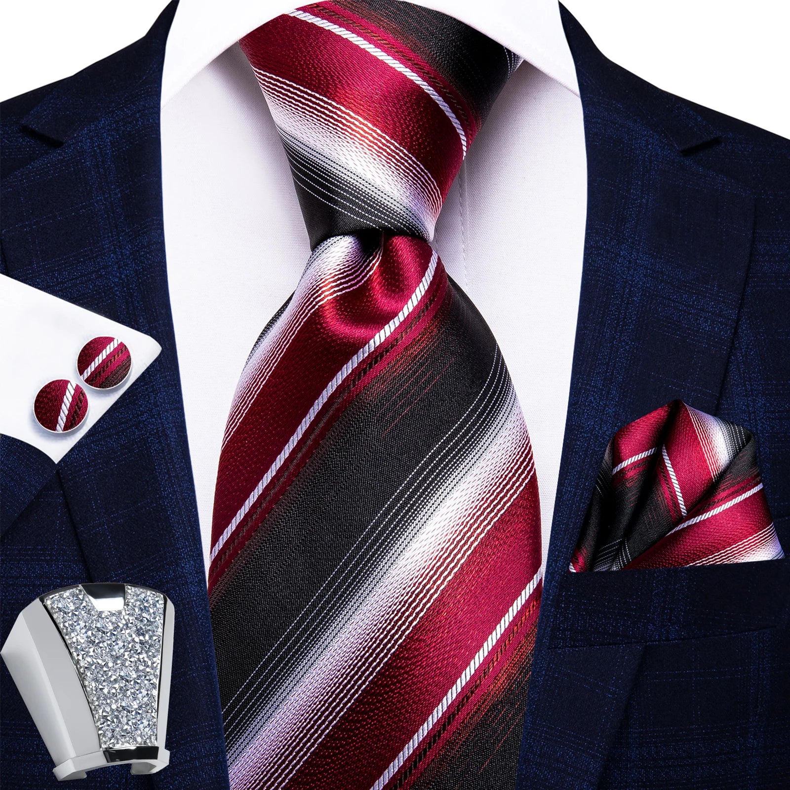 Gravata Masculina de Poliéster com Acessórios Design Exclusivo