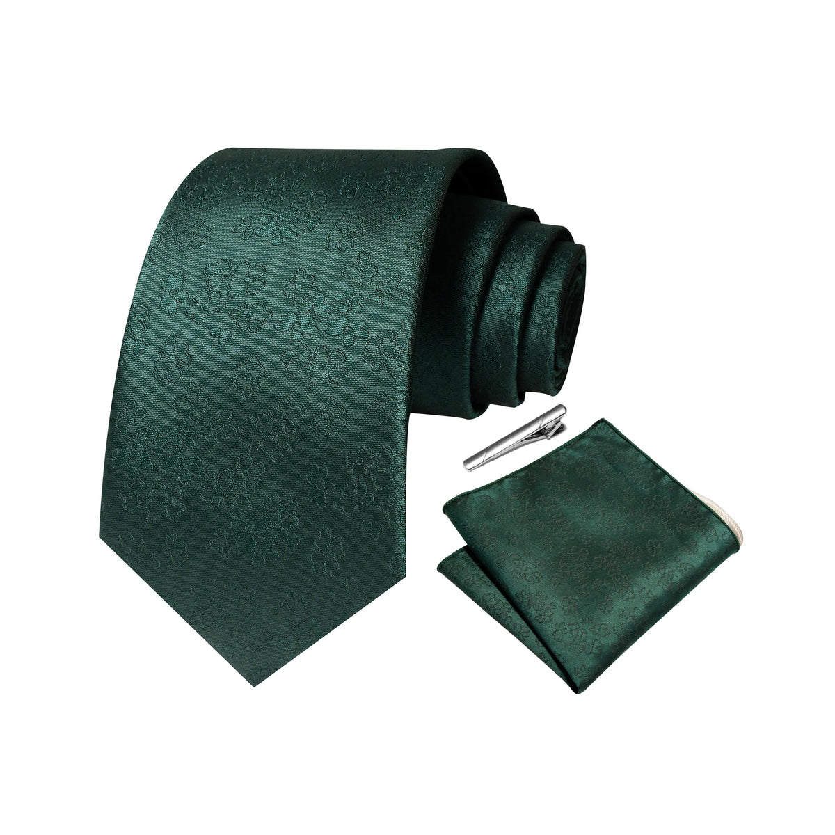 Gravata Masculina Poliéster com Estampa Paisley com Lenço de Bolso
