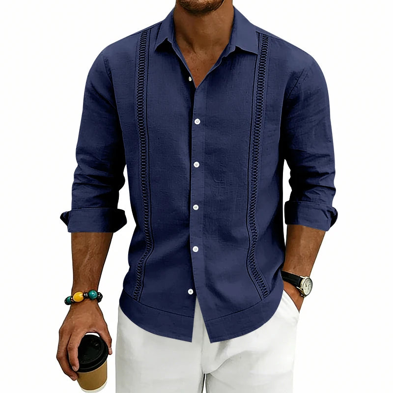 Camisa Masculina de Linho Listrada Rotalume