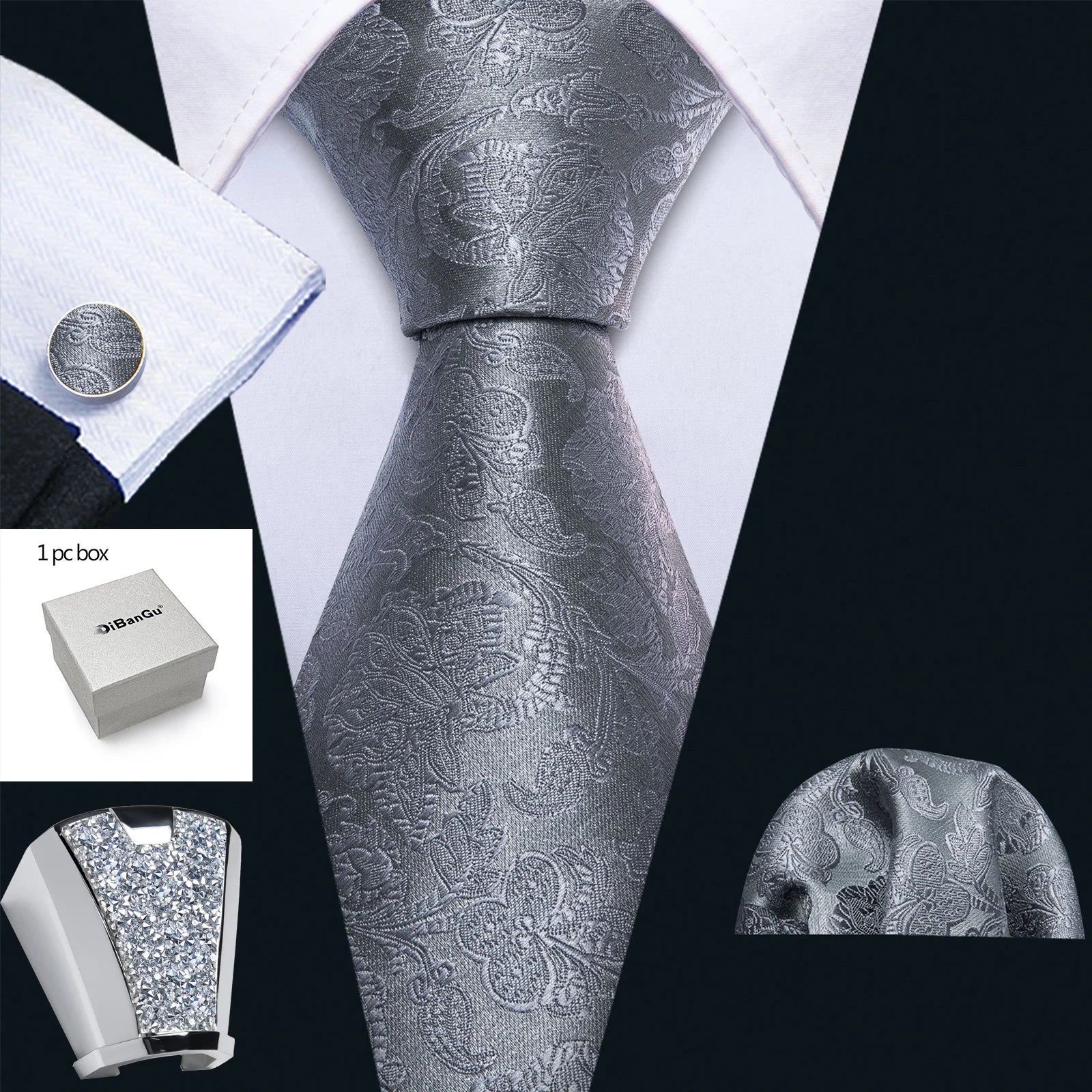 Gravata Masculina de Poliéster com Acessórios Design Exclusivo