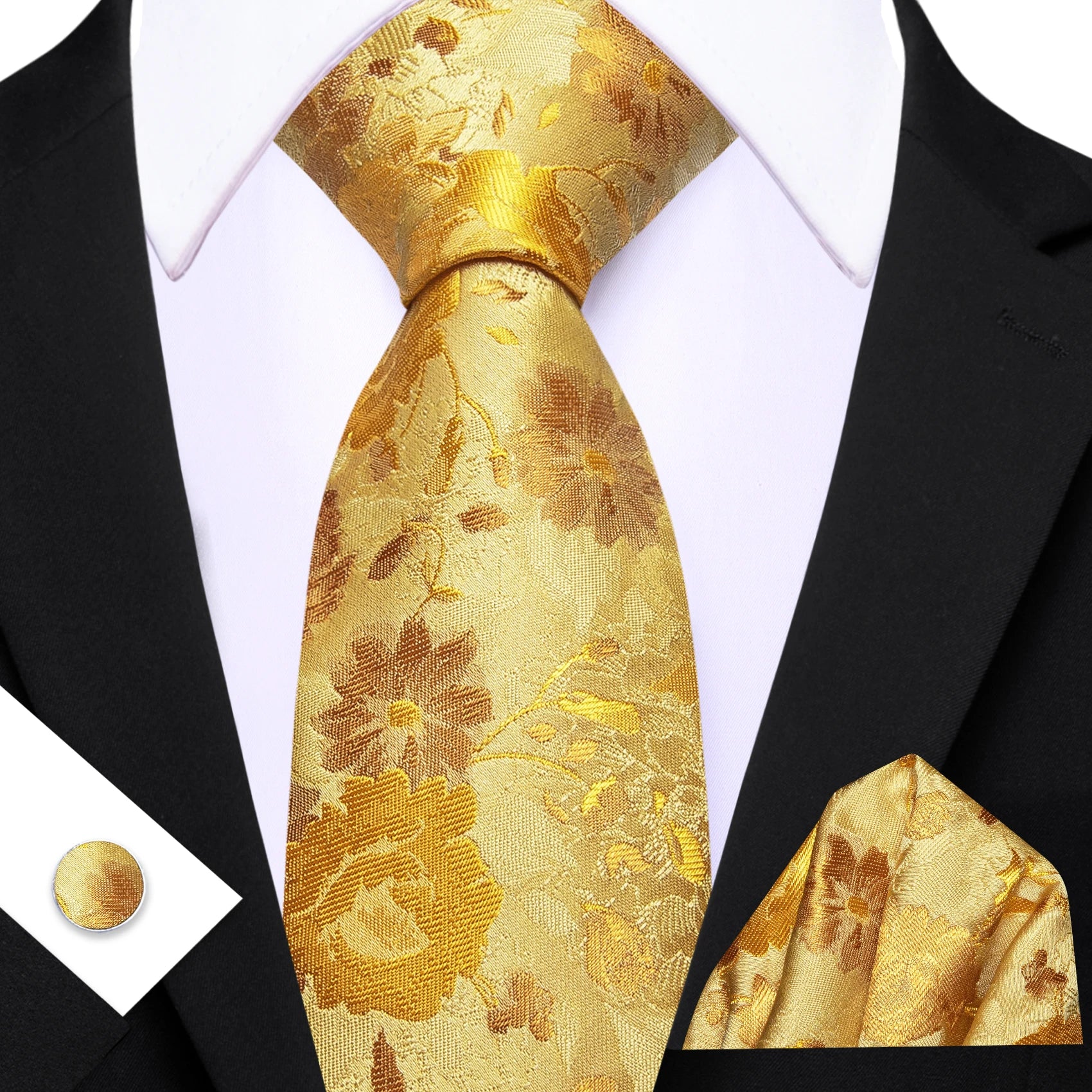 Conjunto de Gravata Masculino Floral Clássico