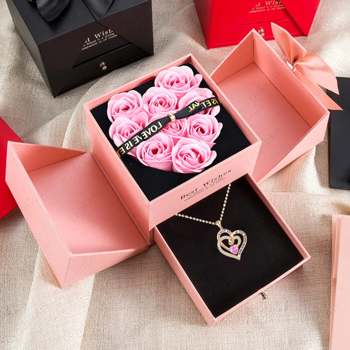 Colar Feminino Romântico Laço de Rosas