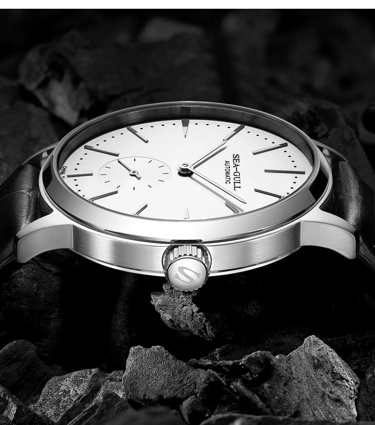 Relógio Masculino Mecânico Pulseira de Couro by Loja Bruna Modas