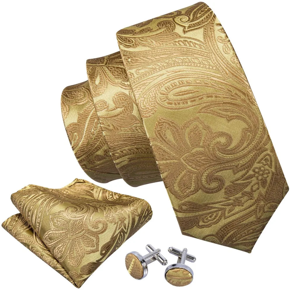 Kit Gravata Masculina Texturizada Elegante com Lenço e Abotoaduras