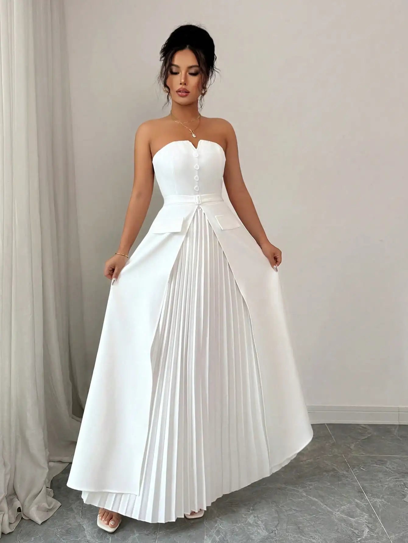 Vestido Longo Feminino Branco Costa Nua by Loja Bruna Modas