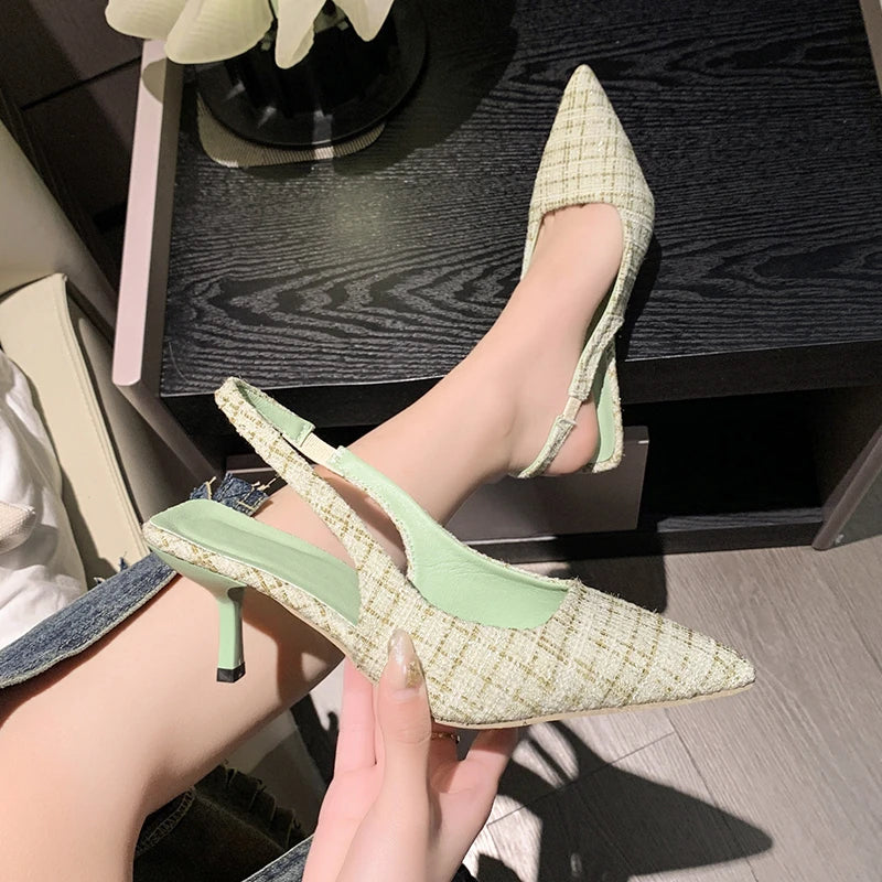 Sapato Feminino Slingback Salto Alto de Luxo by Loja Bruna Modas
