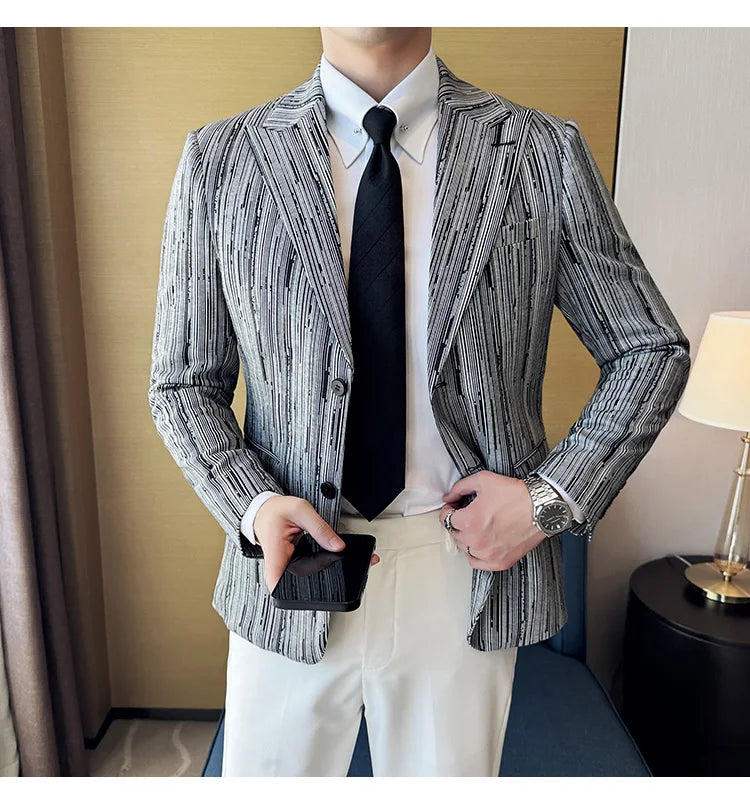 Blazer Masculino Xadrez Estilo Britânico Elegante e Moderno