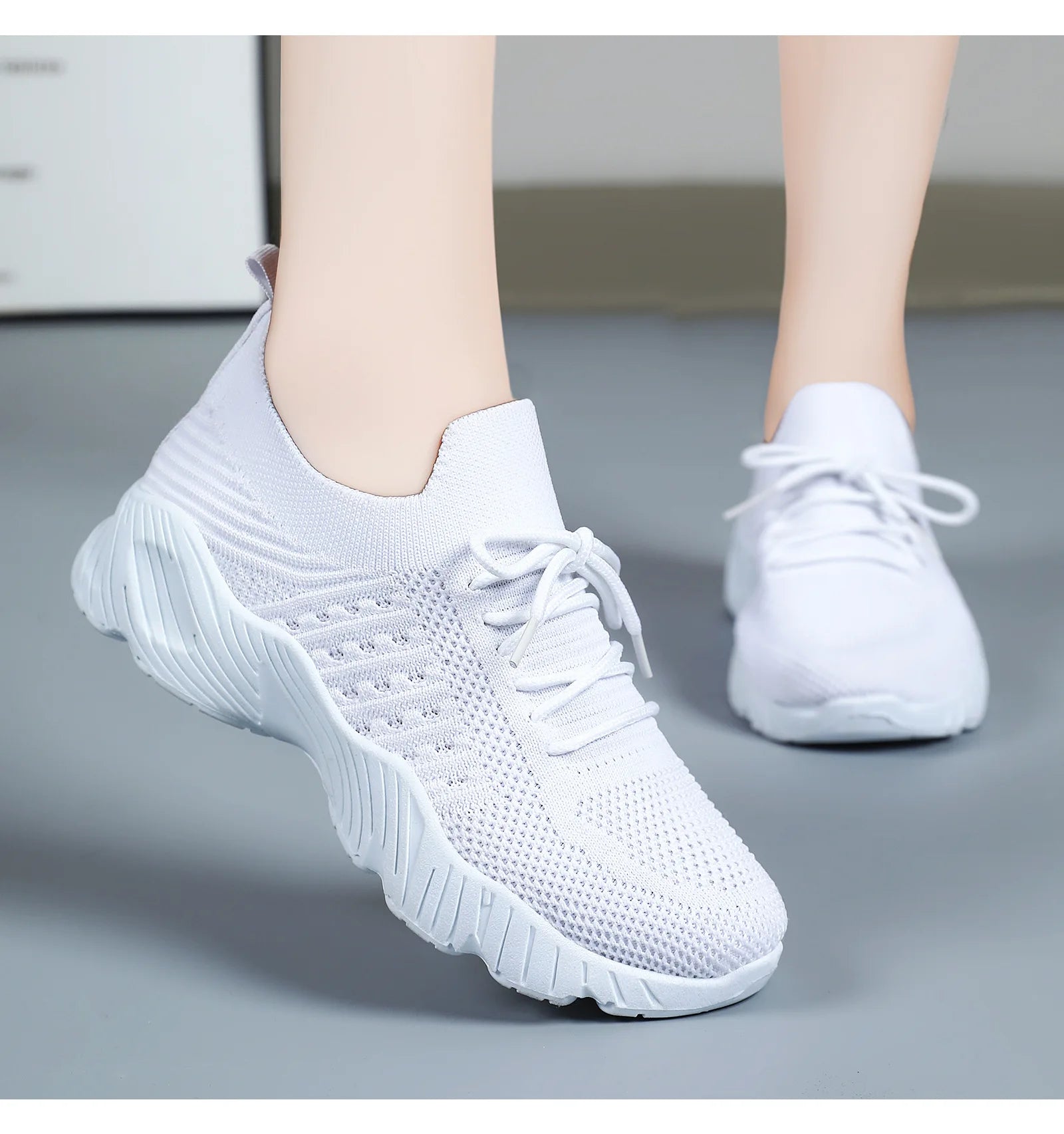 Tênis Feminino Casual Leve de Malha Respirável Antiderrapante