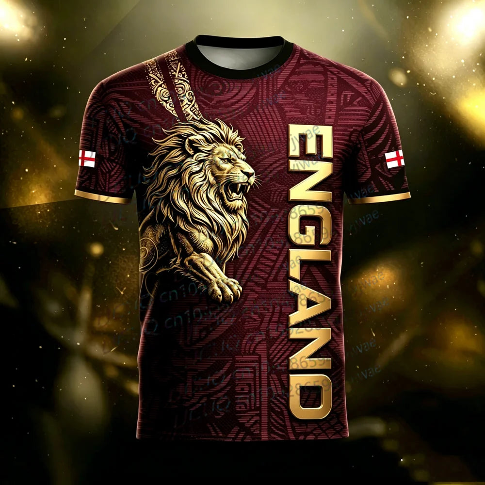 Camisa Masculina T-Shirt Estampa 3D Para Jogos da Inglaterra