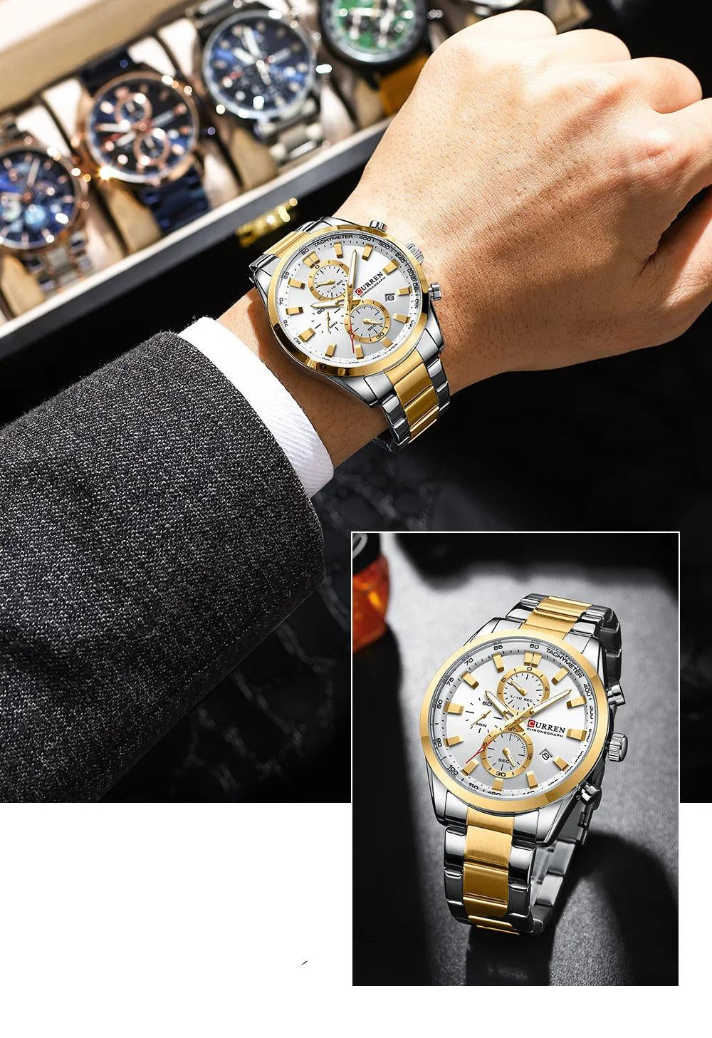 Relógio Masculino de Aço Inoxidável ChronoForce SteelX