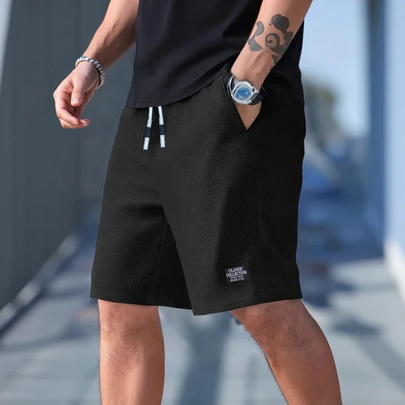 Short Masculino Casual Praia Respiráveis Tecido Texturizado Verão