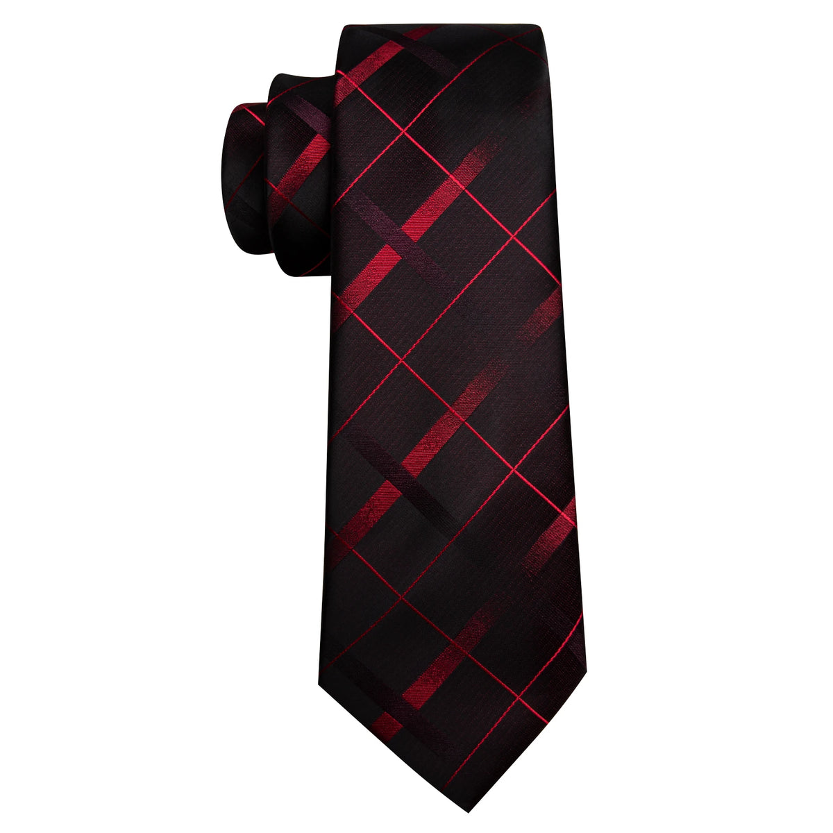 Gravata Masculina Clássica Vermelho e Preto com Acessórios by Loja Bruna Modas