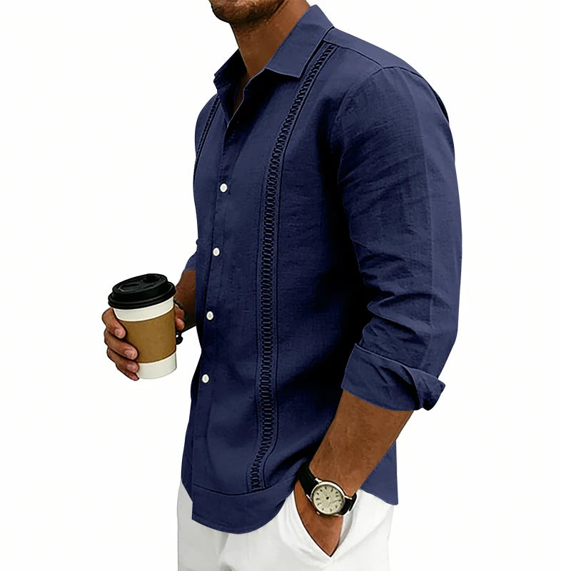 Camisa Masculina de Linho Listrada Rotalume