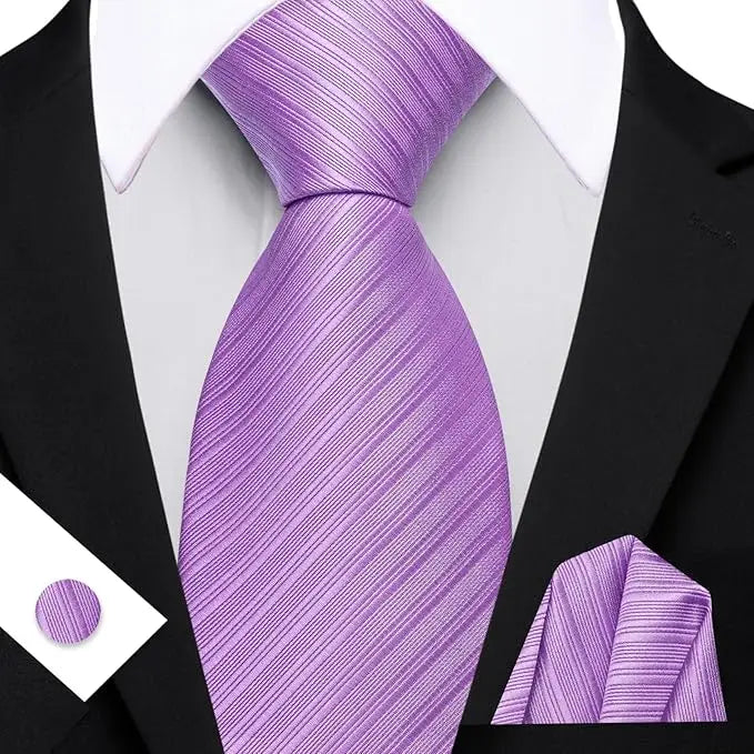 Gravata Masculina Poliéster com Lenço e Abotoaduras