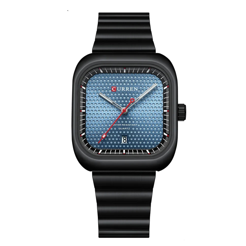 Relógio Masculino Quadrado Minimalista com Pulseira de Aço Inoxidável by Loja Bruna Modas