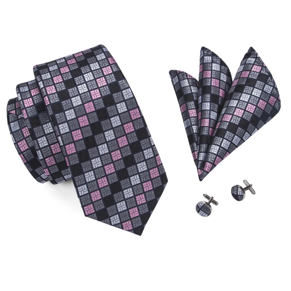 kIt Gravata Masculina de Seda Xadrez Hi-Tie