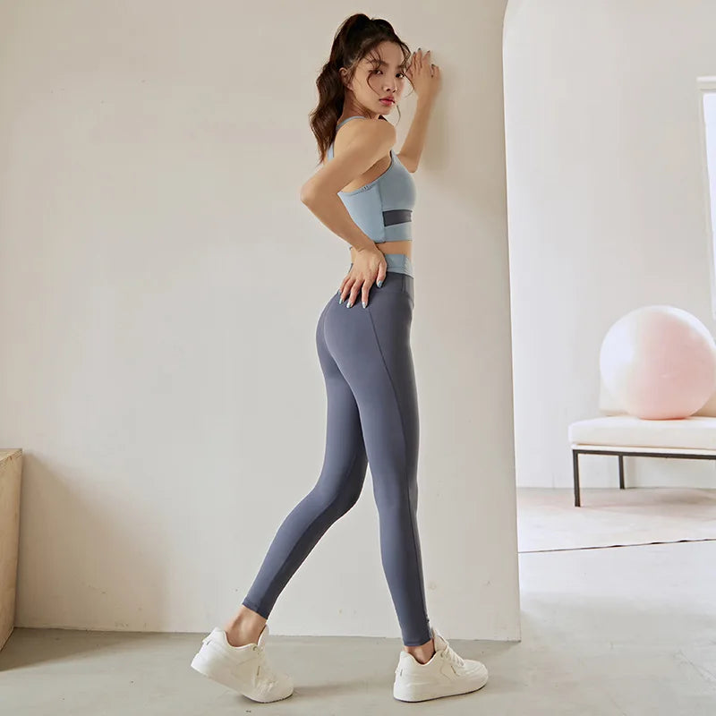 Conjunto De Yoga Feminino Calça Leggings e Top Para Fitness