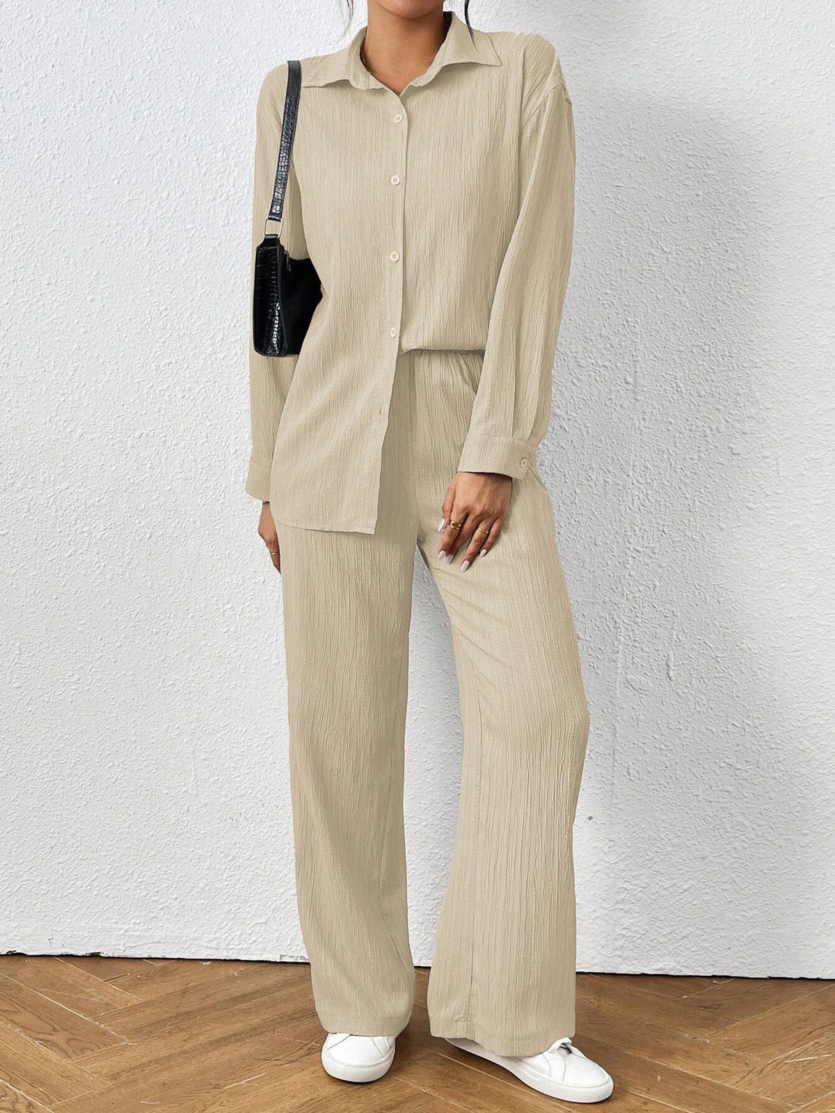 Conjunto Feminino Camisa e Calça Ampla Alvorena