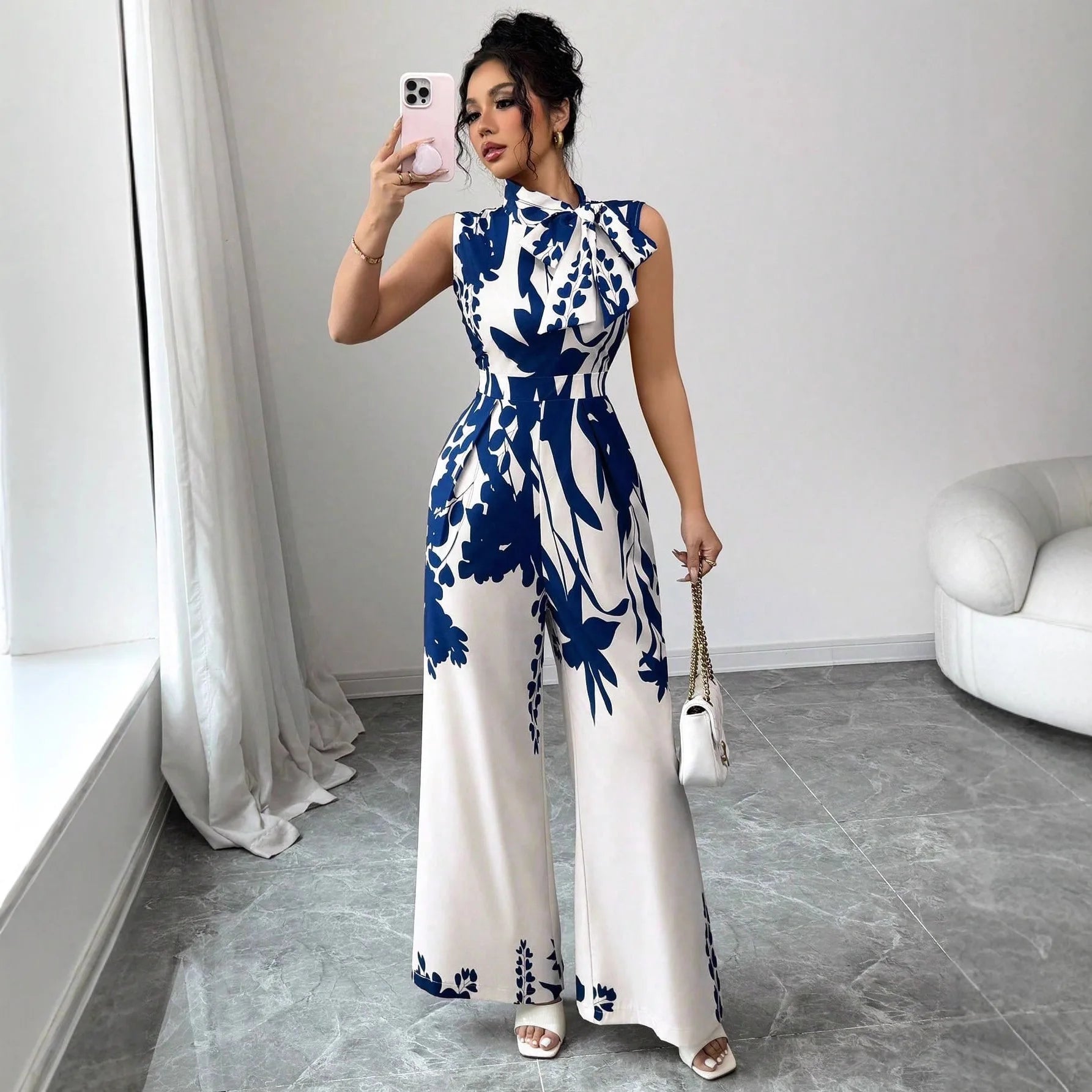 Macacão Feminino Wide Leg Floral by Loja Bruna Modas
