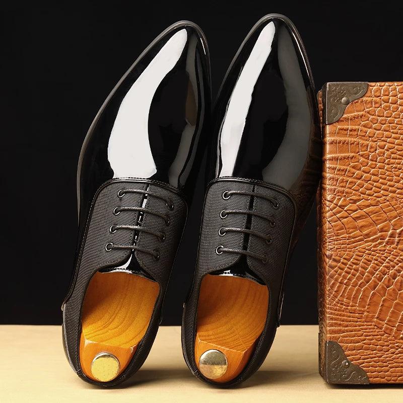 Sapato Oxford Masculino Social de Couro Envernizado Luxo