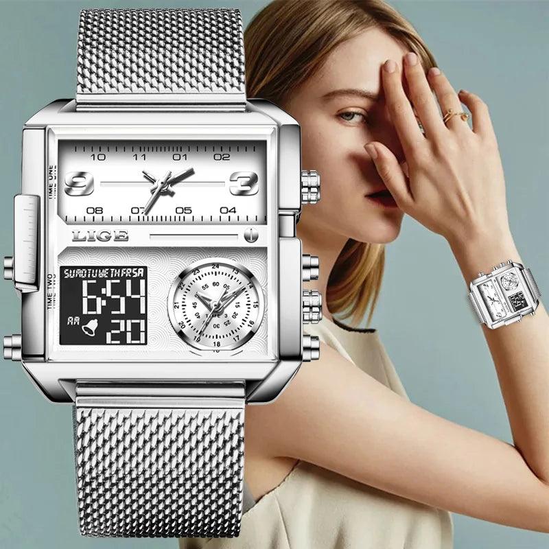 Relógio Feminino LIGE Dupla Exibição