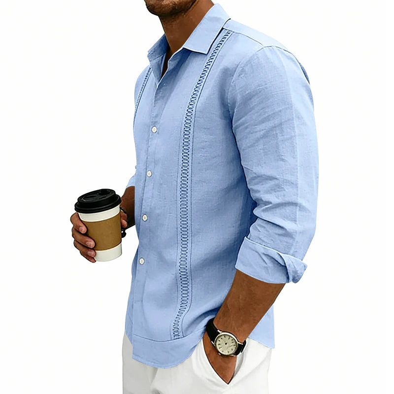 Camisa Masculina de Linho Listrada Rotalume