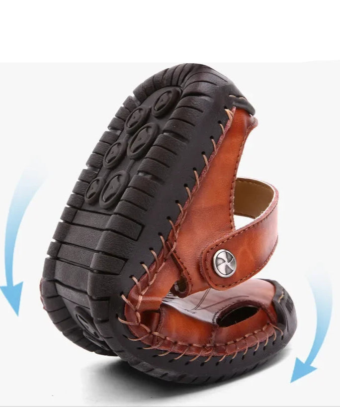 Sandália de Couro Masculina Premium GladiatorFlex™