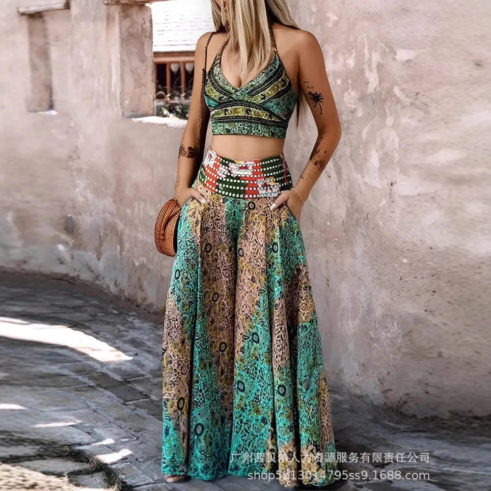 Conjunto Tribal Feminino 2 Peças – Top + Calça Larga