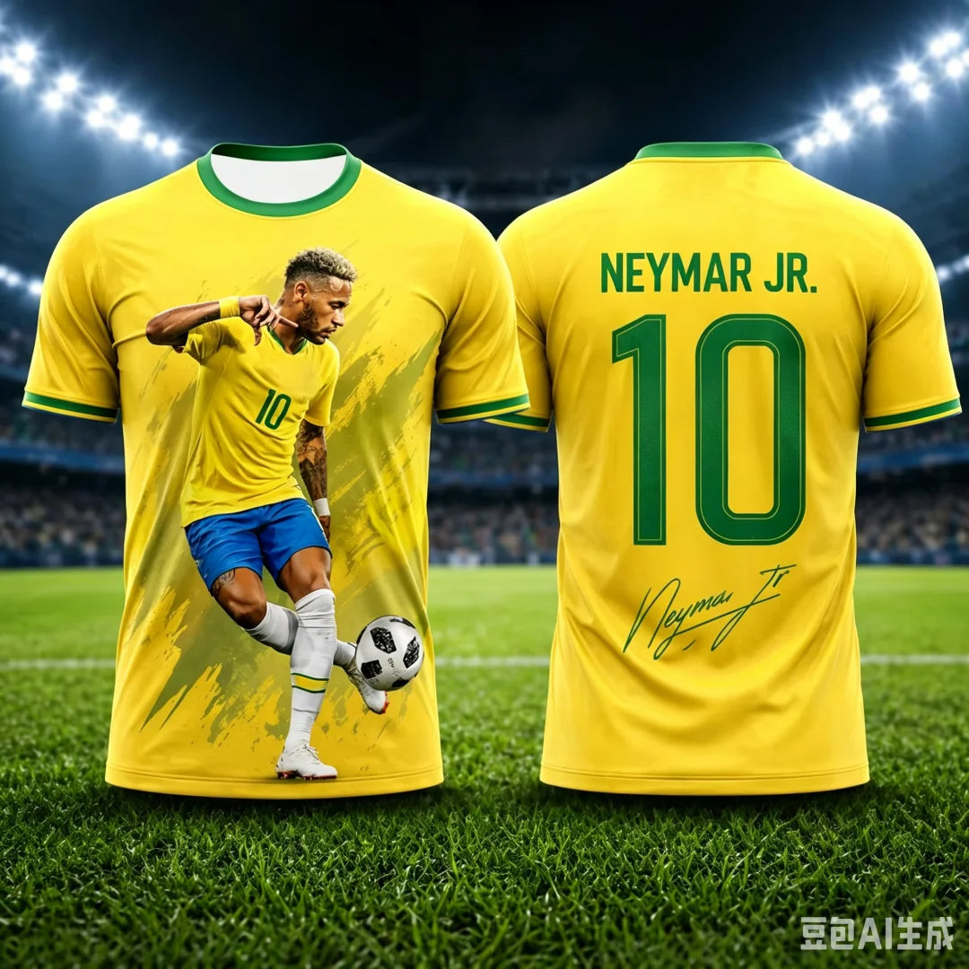 Camisa Masculina Esportiva T-Shirt Estampa 3D Neymar