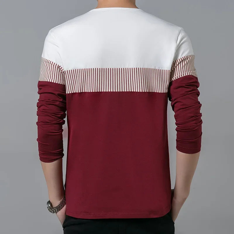 Camiseta Masculina Listrada Manga Longa Cadenzzo