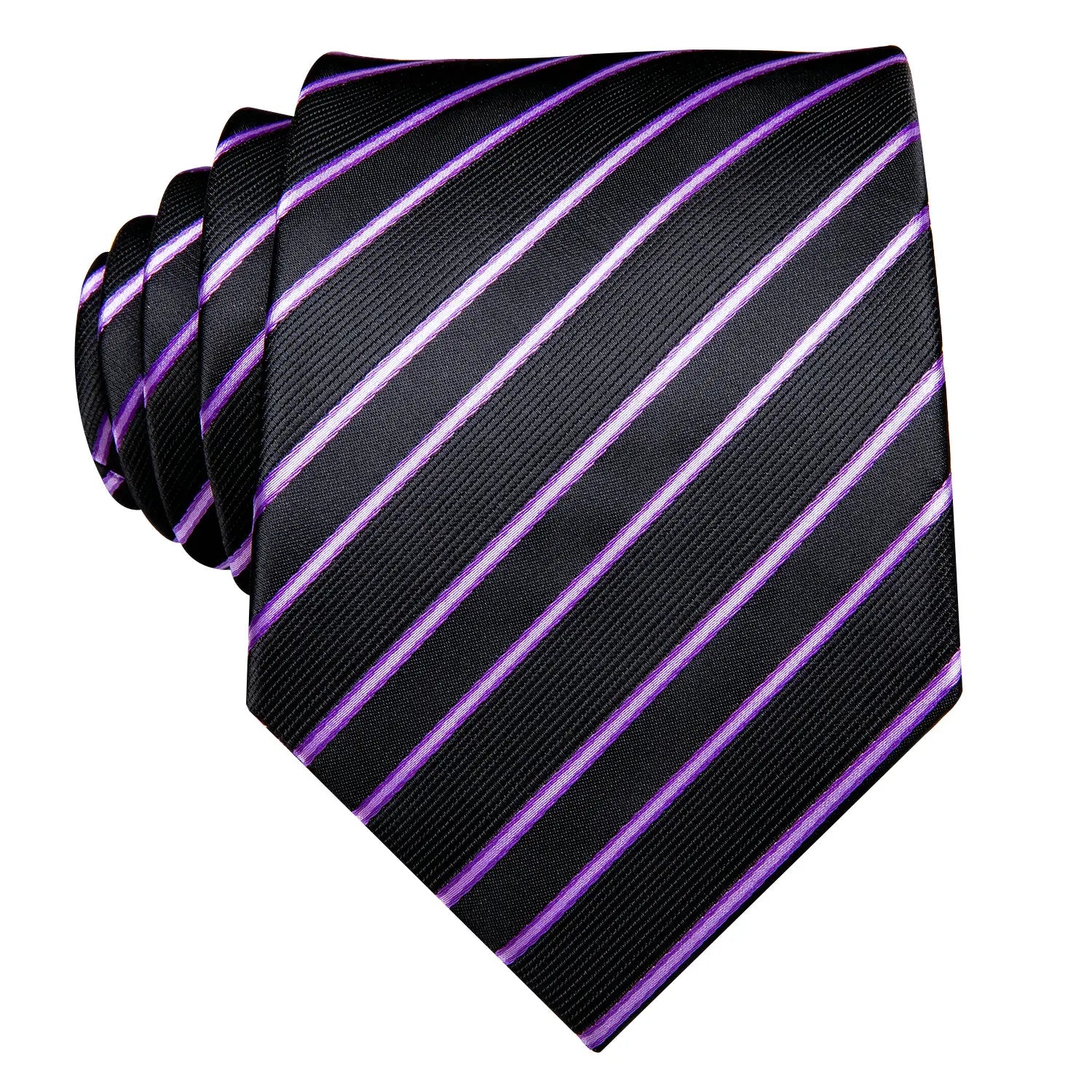 Gravata Masculina Poliéster Listrado com Lenço de Bolso