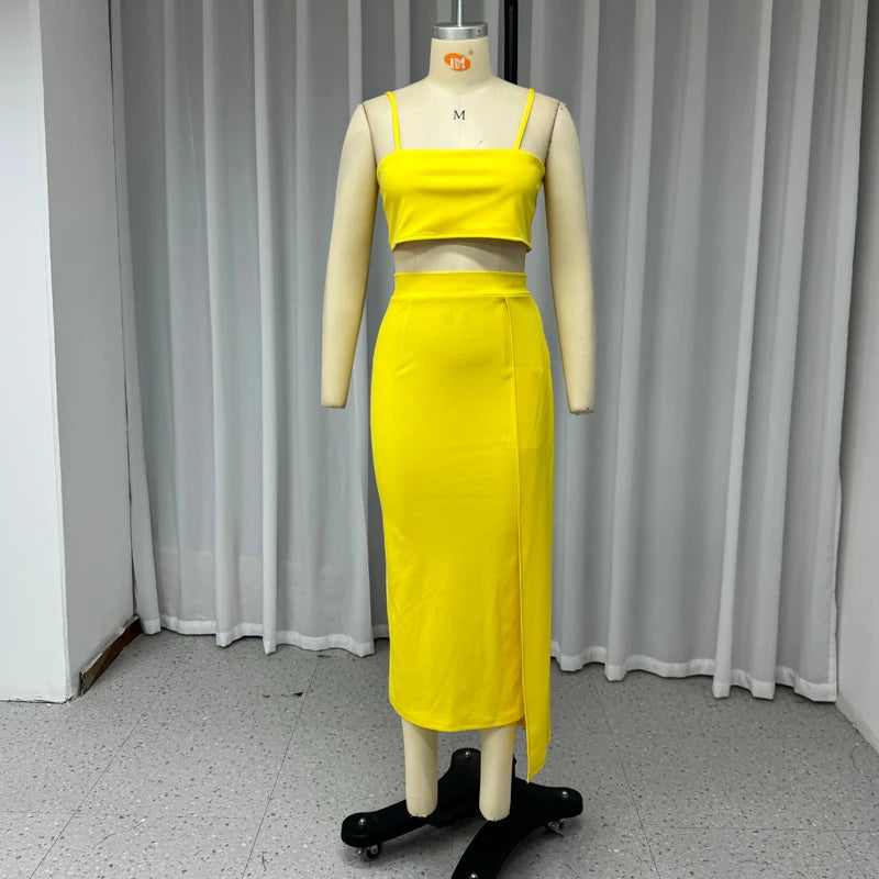 Conjunto Feminino Top e Saia Longa de Fenda