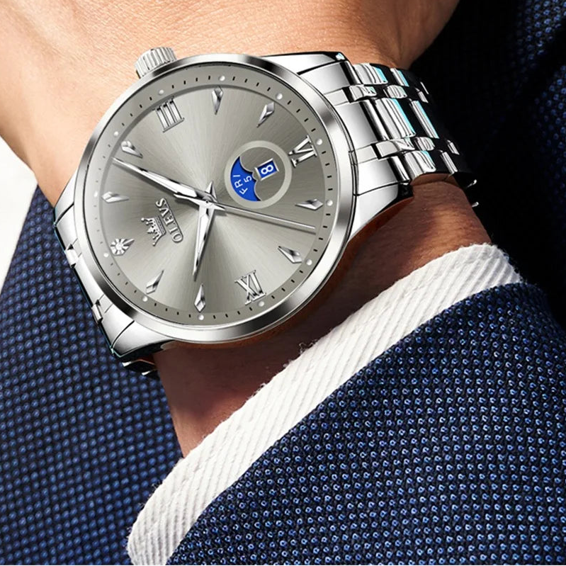 Relógio Masculino Clássico com Pulseira de Aço