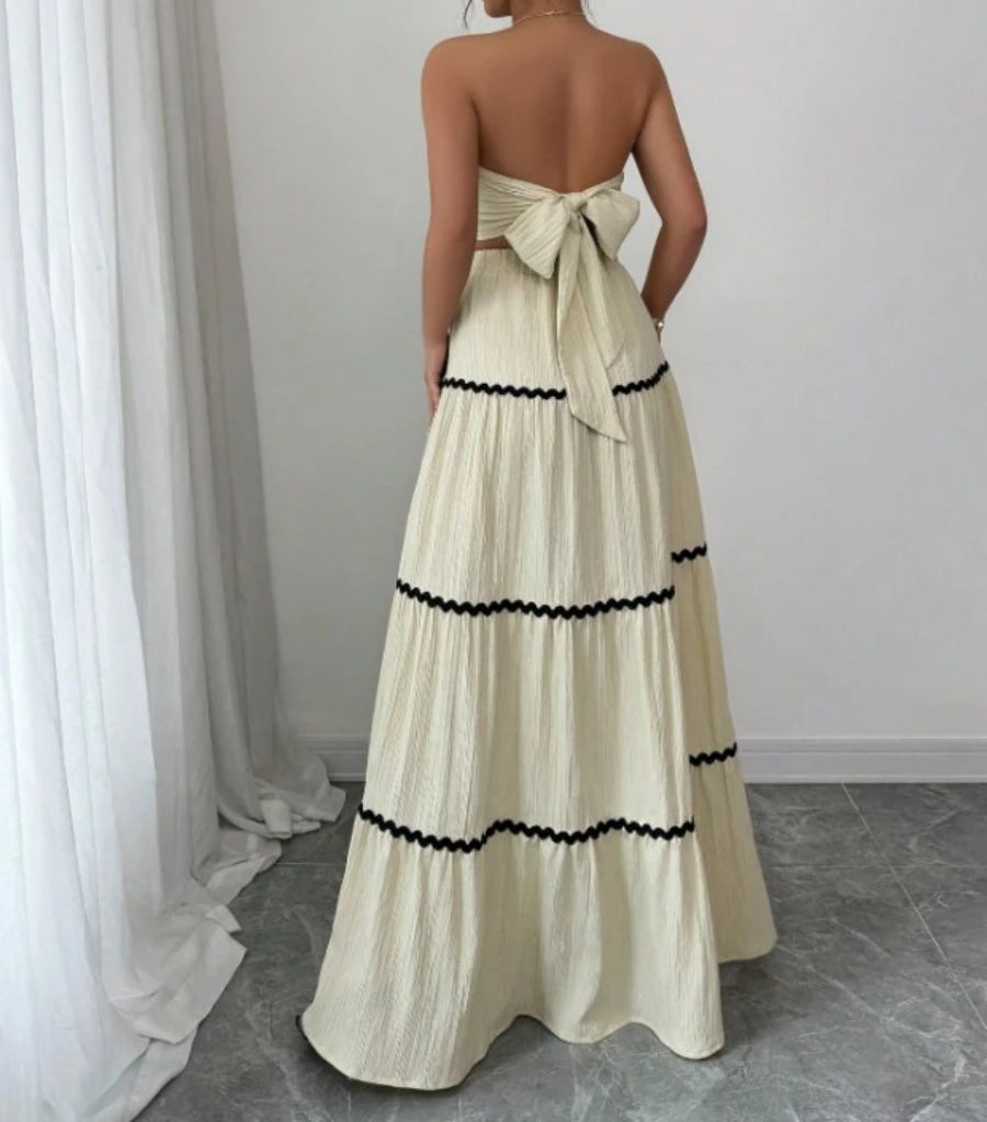 Conjunto Feminino Saia Maxi Bege by Loja Bruna Modas