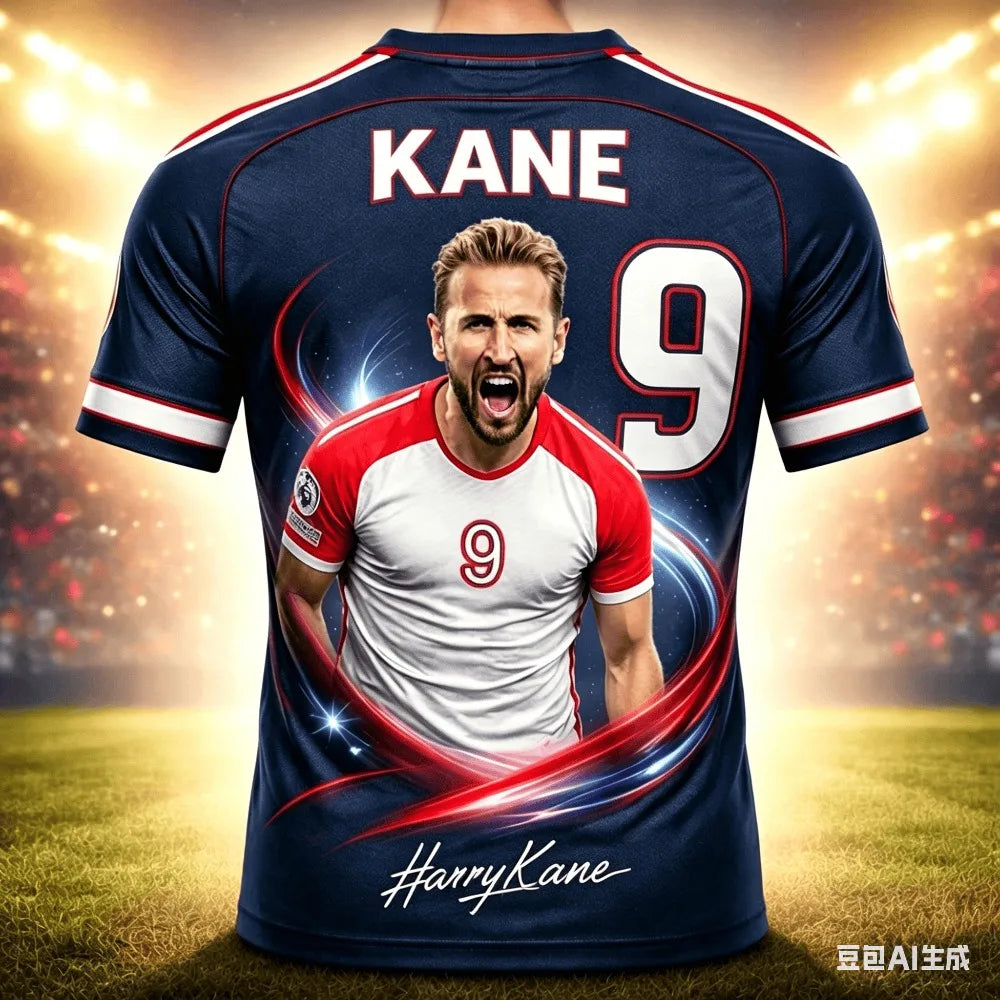 Camisa Masculina Esportiva com Estampa 3D Estrela de Futebol Kane
